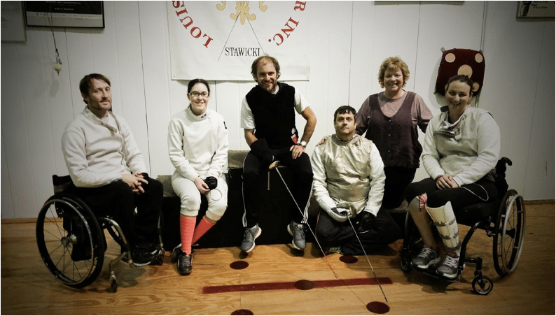 Coach Stephen Fisher with Paralympic Fencing Team