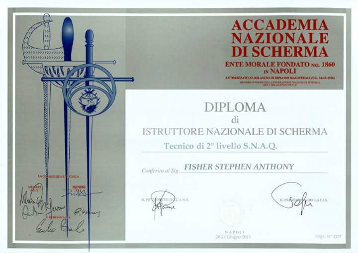 Bowling Green Fencing Academy Stephen Fisher Fencing Coach Stephen Fisher Instructor Diploma